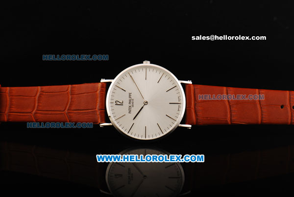 Patek Philippe Calatrava Quartz Movement with Steel Case and Leather Strap - Click Image to Close